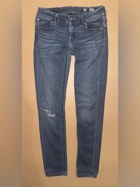 Miss Me Skinny Jeans Women Sz 27 Blue Distressed Embellished Stretch Denim